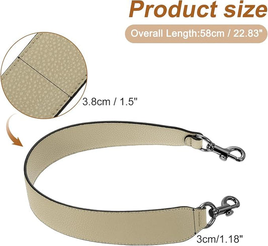 uxcell 22.83 Inch PU Leather Short Bag Strap with Clasp, Purse Handles Handbags Replacement Straps for Clutch Bag Crossbody Underarm Bags, Khaki, Metallic Black Buckle