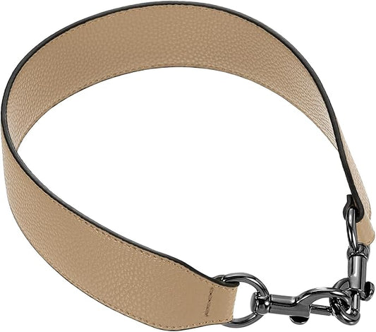 uxcell 22.83 Inch PU Leather Short Bag Strap with Clasp, Purse Handles Handbags Replacement Straps for Clutch Bag Crossbody Underarm Bags, Tawny, Metallic Black Buckle
