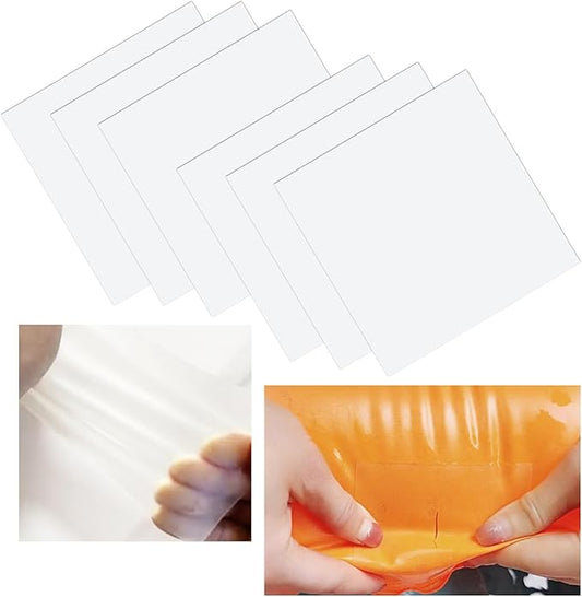 WENSSKKU 6Pcs 3.5X3.5In Inflatable Patch Repair Kit Heavy Duty,TPU Pool Patches Repair Kit for Air Mattress, Swimming Pool,Bounce House,Pool Floats,Swimming Ring and Inflatable Toys,Clear,Waterproof
