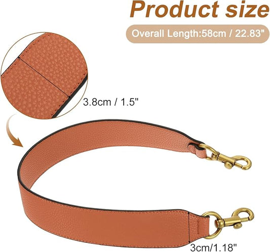 uxcell 22.83 Inch PU Leather Short Bag Strap with Clasp, Purse Handles Handbags Replacement Straps for Clutch Bag Crossbody Underarm Bags, Orange, Deep Gold Buckle