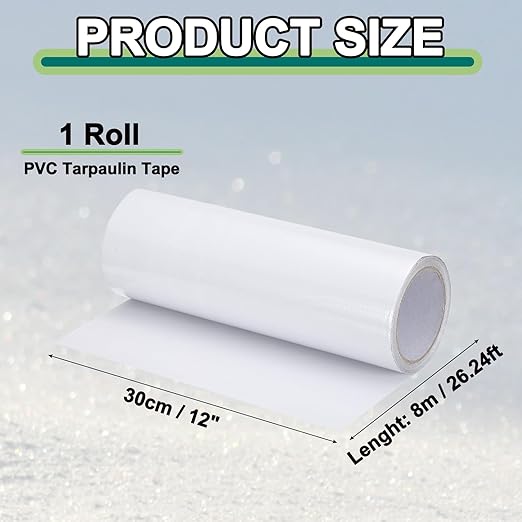 PATIKIL Awning Repair Tape 12" x 26ft Waterproof Canvas Tape High Adhesive Tear Repair Patch Kit for PVC Tarpaulin Tent Awning Fabric RV Sail Boat Cover, White