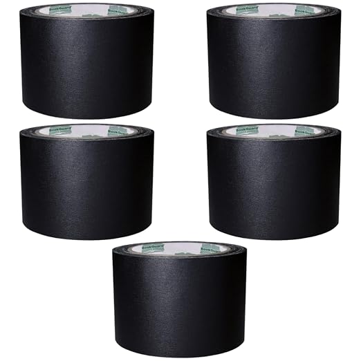 BookGuard 3 Inch Bookbinding Repair Cloth Tape, Black Book Spine Tape, 15 Yards Per Roll - Case of 5