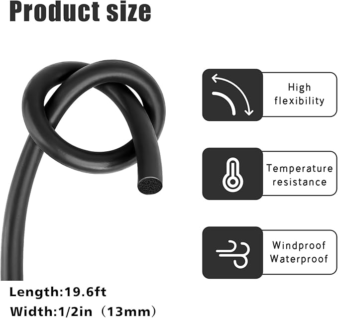 Backer Rod 1/2 Inch Rubber Caulk Saver,Foam Backer Rod for Gaps and Joints,Concrete Expansion Joint Filler,19.6 feet Length