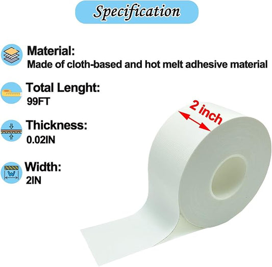 Window Weather Sealing Tape, White Window Draft Isolation Film Tape, Waterproof AC Insulation Air Conditioner Sealing Tape to Keep Out Cold Air, Dust, Rain, 2IN X 99FT, No Residue