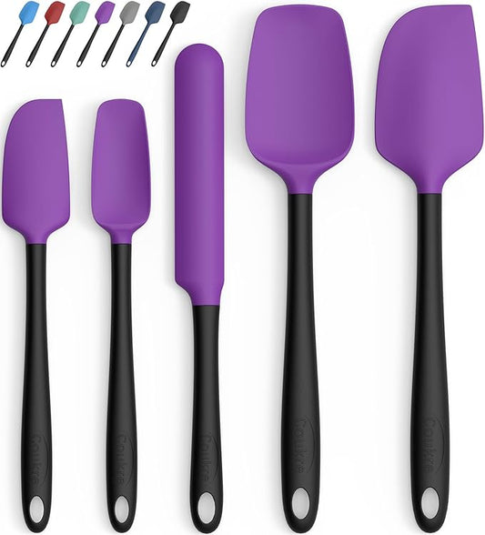 Coukre Silicone Spatula Set of 5,High Temperature Resistant, Food Grade Silicone, Dishwasher Safe, for Baking, Cooking (Purple Black)