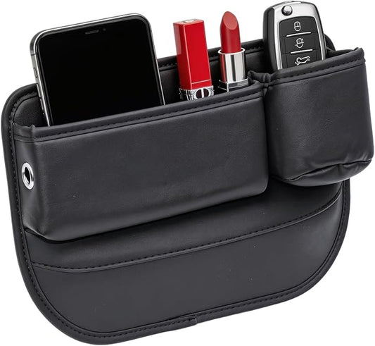 Car Seat Gap Filler Organizer, PU Leather Car Accessories Organizer, for Front Seat,Console Organizer for Phone, Keys and Small Items, It has a cup holder and a long storage slot. （Passenger side）