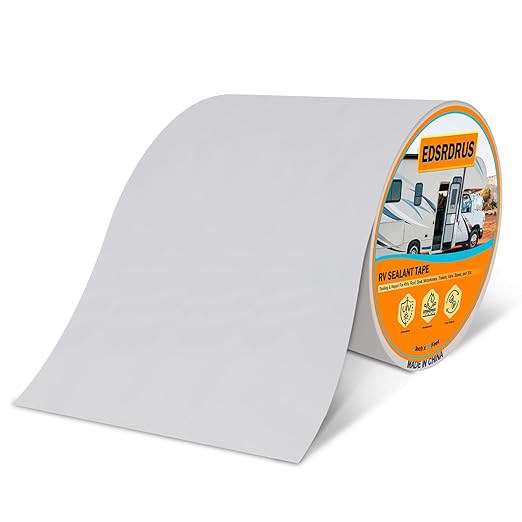 EDSRDRUS RV Roof Tape, Heavy-Duty Adhesive Butyl Seal Tape Waterproof UV-Resistant for RV Repair, RV Sealant Tape for Boat, Camper Roof Leaks (White, 6inch*20ft)