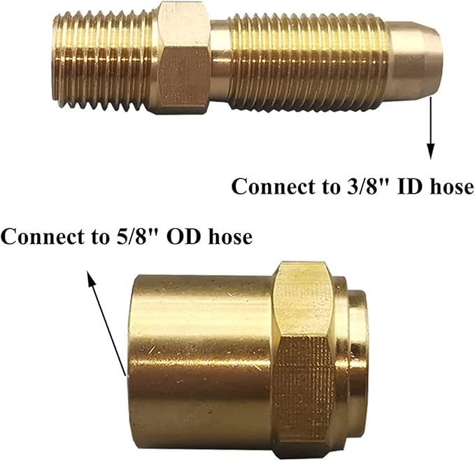 2 Pack Pipe Fitting Adapter of 1/4" NPTF Male x 3/8" Hose ID x 5/8" Hose OD, Pipe Connector Replacement Part, Brass