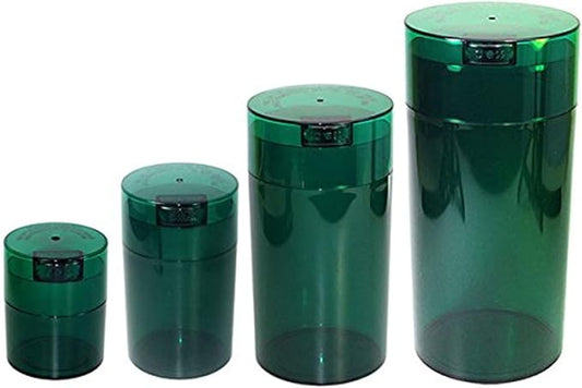 Tightvac Set of 4 - Patented Airtight Storage Container | Multi-use Vacuum Container Keeps Your Herbs and Dry Goods Fresh and Flavorful. Green Tint