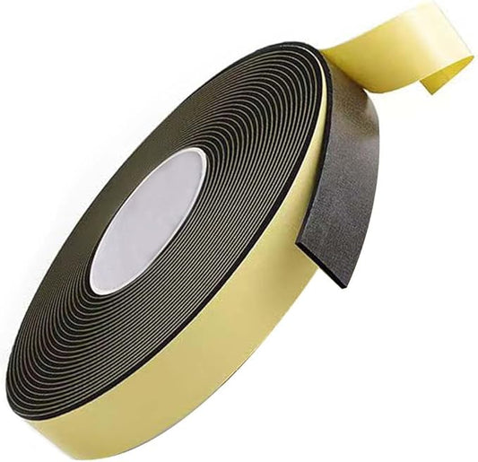 High Density Foam Tape Waterproof Sealing Strip, Single-Sided Adhesive EVA Self Adhesive Weather Strip for Insulating Door Frame, Window, Air Conditioner (1.18in X 32.8Ft,1/8 in Thick)