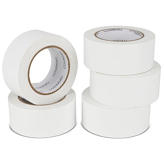 COSIMIXO 5-Pack White Heavy Duty Duct Tape, 2 inches x 30 Yards, Strong, Flexible, No Residue, All-Weather and Tear by Hand - Bulk Value for Repairs, Industrial, Professional Use