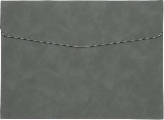 PATIKIL PU Leather A4 File Folder, Document Holder Filing Organizer Portfolio Envelope Folder Case with Snap Closure for Letter Receipt, Gray