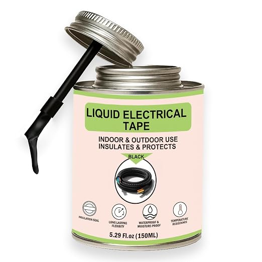 Wire Equipment Repair Liquid Electrical Tape 5.29OZ (150ml) Insulating Glue Quick-Drying Waterproof & High Temperature Resistant Liquid Wire Insulation Rubber with Brush Cap for Wires, Cables
