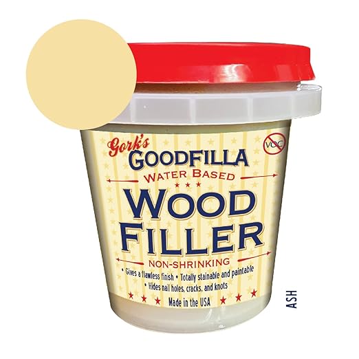 Goodfilla Ash, 8 oz, Wood and Grain Filler, Stainable, Tintable, Sandable, Zero Waste, Non-Toxic, USA Made