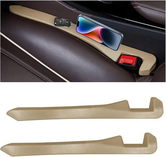 2 PCS Car Seat Gap Filler, PU Leather Car Seat Side Gap Filler to Fill The Gap Between Seat and Console, Universal Car Seat Gap Filler to Prevent Item from Falling for Most Vehicles (Beige)