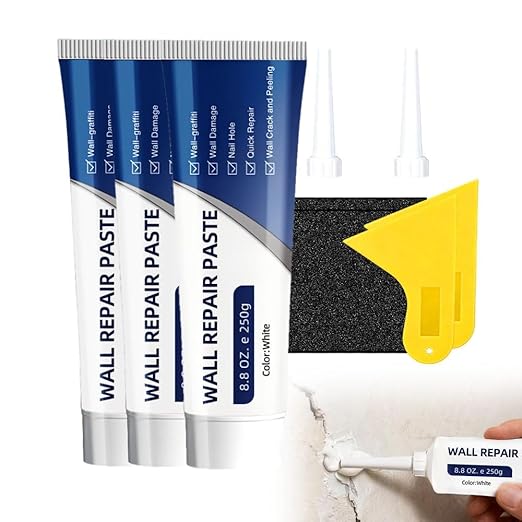 2026 New Drywall Patch Repair Kit with Scraper, Wall Mending Agent White Spackle Wall Repair Paste Wall Repair Agent Tile Gap Filler for Holes Cracks Nail Holes, Dents Small Damage (3 PCS)