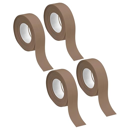uxcell 4 Rolls of Brown Caulk Sealant Strip Waterproof Self Adhesive, 0.87" x 10.5Ft Toilet Caulk Tape, Bathtub Caulk Sealing Strip for Kitchen Countertop, Sink, and Floor Edge Protector