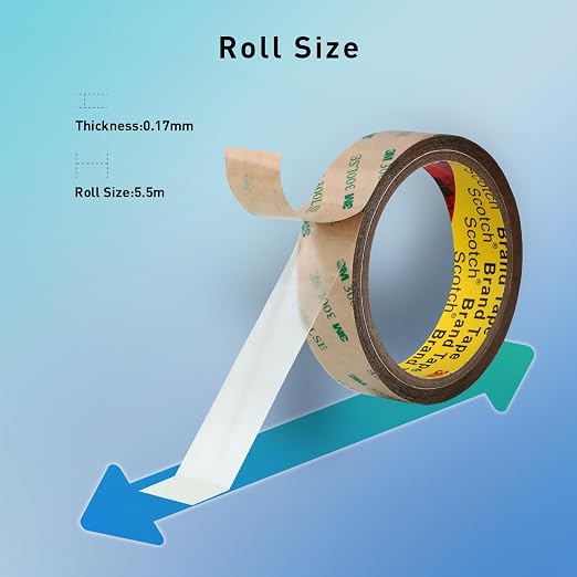 Double Sided Tape 9495LE 1" x 18Ft Made of 3M Pack of 2 Heavy Duty Clear Adhesive Tape for Electronics Bonding Attachment Laptop Phone Repairs Arts Crafts Leather Work Card Making