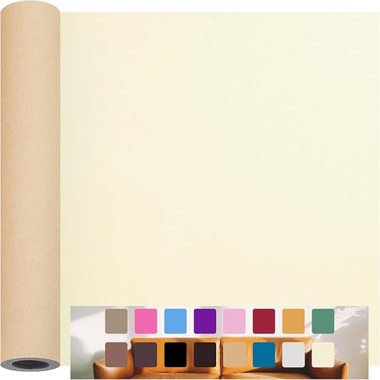 Beige Leather Repair Patch Tape, 12×54 Inch Self Adhesive Leather Repair Kit Vinyl Repair Tape for Furniture, Sofa Leather Repair Patch Waterproof for Car Seat, Office Chair, Boat Cover 1 Roll