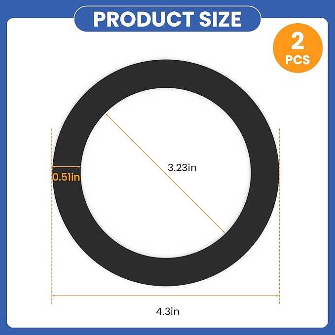 2 Pcs Kitchen Sink Drain Garbage Disposal Gasket, Putty-Free Rubber Seal Accessory for Kitchen Sink's Drain Flange (Black)