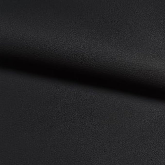 Black Faux Leather Fabric 19"x54" - Lychee Grain Waterproof Vinyl Leather, Heavy Duty Material for Furniture Upholstery, Marine Inspired Boat Seats, Car Interior and DIY Craft Projects