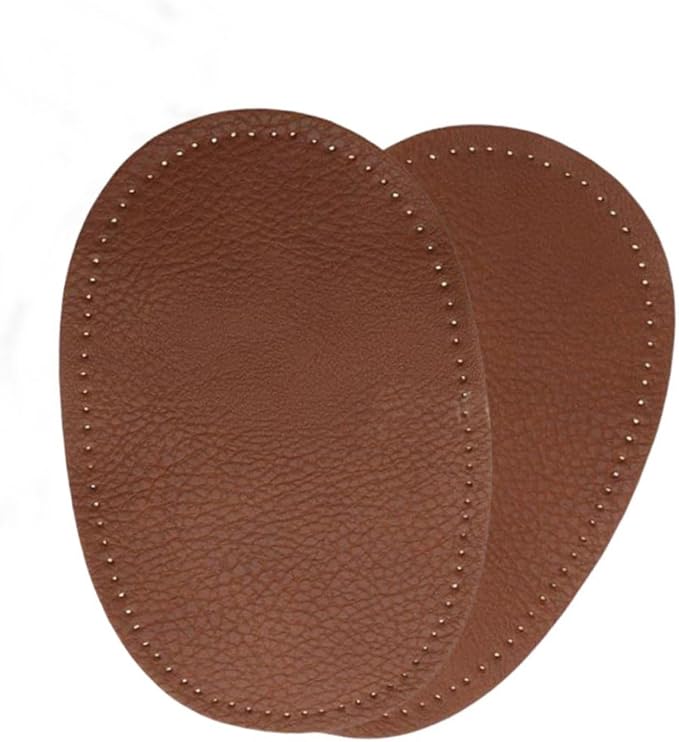 BeeSpring 2 Pieces Pu Leather Patch Sew on Patches Repir Elbow Knee for Clothes Clothing Accessories - Coffee Colour