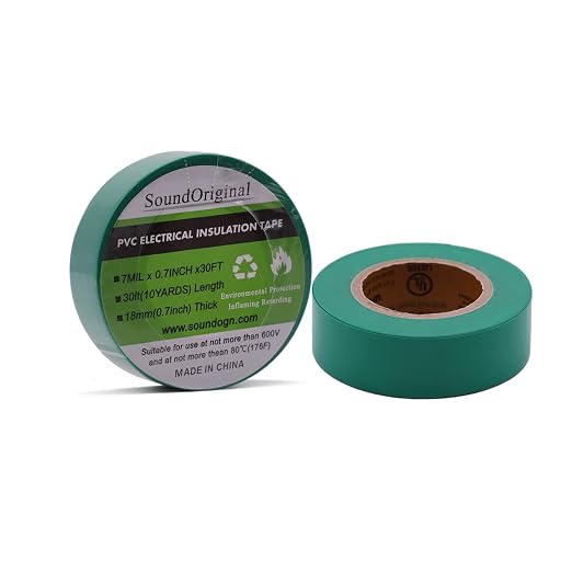 Electrical Tape 6 Pack 3/4-Inch by 30 Feet, Voltage Level 600V Dustproof, Adhesive for General Home Vehicle Auto Car Power Circuit Wiring Green (30Ft Green)