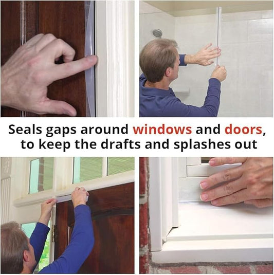 Alien Draft Seal Insulation Tape Transparent Silicone Weather Stripping Seal Strip and Under Door Draft Stopper for Windows and Door Bottoms As Seen On TV(1 Roll - 16 Feet)
