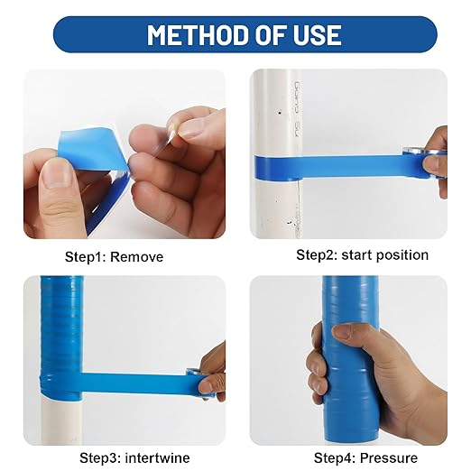 2-Pack Blue Silicone Tape (20 Ft Total) - Flexible Grip Tape for Sport Rackets & Fishing Rods - Leak Seal Repair for Irrigation Pipes - Easy-Peel Liner, 1 Inch x 10 Feet