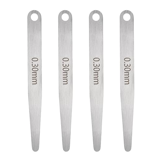 HARFINGTON 4pcs Metric Thickness Feeler Gauge 0.3mm Single Blade Oval Feeler Gauge 304 Stainless Steel Gap Measuring Tool for Repair Valve Guitar Spark Plug
