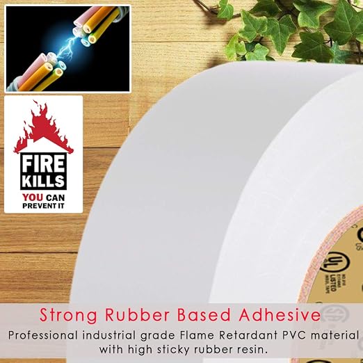 LYLTECH White Electrical Tape 3/4in x 66ft 7mil 600V UL CSA Certified | Waterproof flame retardant strong adhesive, working temp 14℉-176℉, insulation tape for wiring repair