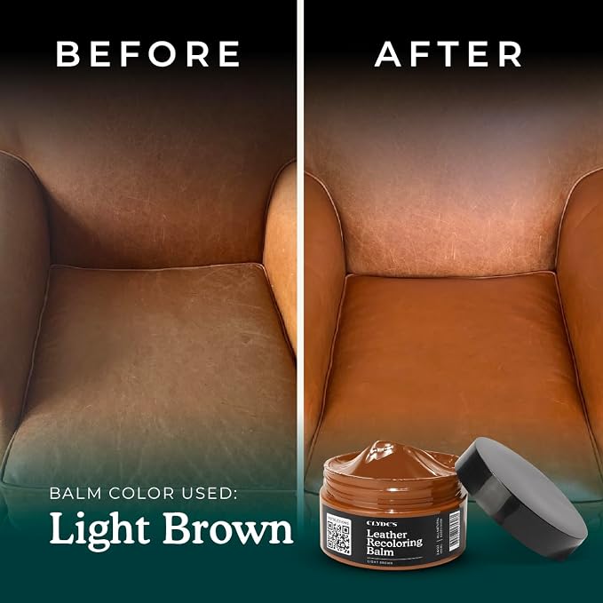 Clyde's™ Leather Company Leather Recoloring Balm – Color Restore & Scratch Repair Kit for Faded Leather Furniture, Car Seats, Sofa & Vinyl | 23 Colors | Non-Toxic Dye