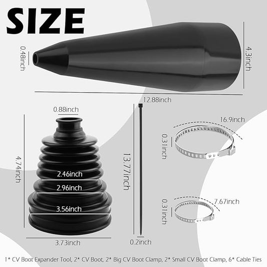CV Boot Repair Kit,Water&Dust Resistant CV Axle Boot Repair Kit with CVs Boots Clamps & Expander Tool,Professional CVs Joint Boots Kits for Calibers 3.56",2.96",2.46"