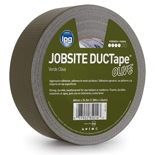 IPG JobSite DUCTape, Colored Duct Tape, 1.88" x 60 yd, Olive Drab (Single Roll)