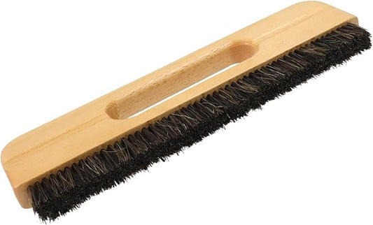 KUMGROT 0.79 Inch Wooden Wall Paper Removal Supplies, Wallpaper Hanging Tool 3-Row Horse Hair Brush with Wood Handle for Tile Grout Cleaning Scrubbing, 1 Pcs Brown Brush (W05)