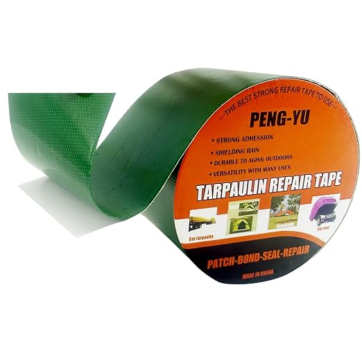 Heavy Duty Awning Repair Tape, Waterproof Strong Adhesive Patch, Instant Fix Tape for Tent, Boat Covers, Tarp, Sail, Canopy, Canvas, Tarpaulin, 3.15INX16FT, Green
