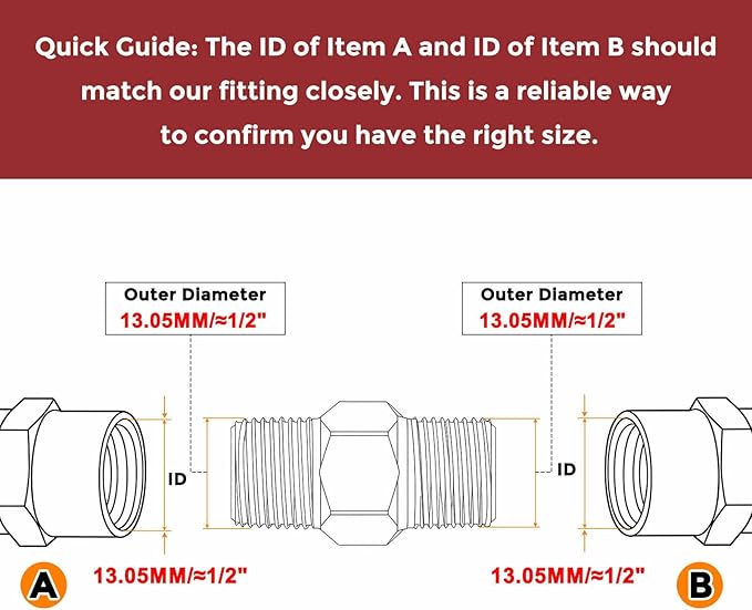 Pack of 8, 1/4" MNPT To 1/4" MNPT Solid Brass Hex Nipple Hose Connectors, Male Pipe Adapter for Pipe Leak Repair, Bathroom Remodeling, Tool Extension, Compression