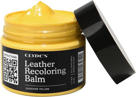 Clyde's™ Leather Company Leather Recoloring Balm – Color Restore & Scratch Repair Kit for Faded Leather Furniture, Car Seats, Sofa & Vinyl | 23 Colors | Non-Toxic Dye