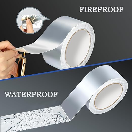 Aluminum Foil Tape, 8 inch x 65ft(3.9Mil), Heavy Duty HVAC Tape, Insulation Adhesive Metal Tapes for Ductwork, Dryer Vents Pipe, Sealing and Repairing