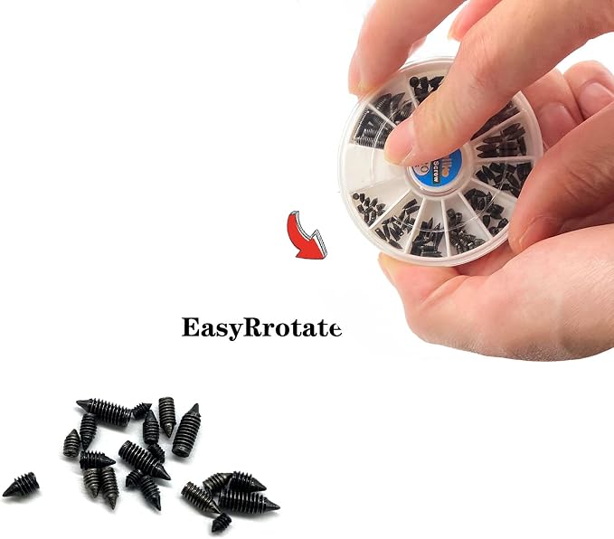 120 pcs Nickel Plated Tip Screws Pointed Cross Slot Leather Accessories 12 Sizes Black Belt Screws Include M2*3-M2*6, M2.5 * 3-M2.5 * 8, M3*3-M3*8 with 2mm Screwdriver for Belt Buckle Wallet Handbag