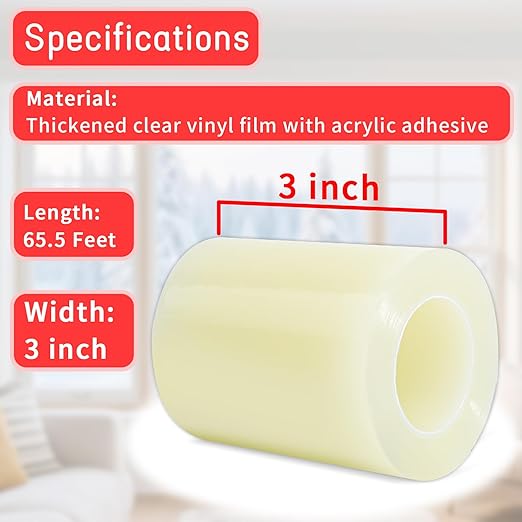 Birllaid Clear Window Weather Sealing Tape, Window AC Tape, 3 Inch x 65 FT Waterproof Blocker for Cold Heat Air, Windproof, No Residue Strong adheisve