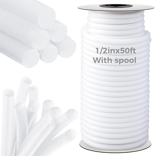 MotiMind 1/2 Inch x 50 ft Foam Backer Rod for Gaps Joints Concrete Crack Filler Caulk Saver Bulk Foam Backing Rod Concrete Filler Rope for Weather Stripping Door Seal (White)