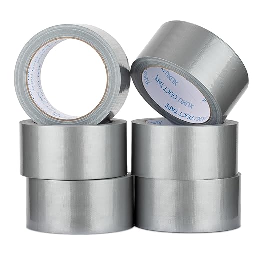 XUXU 6 Pack Duct Tape Heavy Duty Waterproof Strong Adhesive Silver Duct Tape Bulk for Indoor Outdoor Repairs Tear by Hand 120 Yards x 2 Inch Total