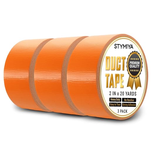 Orange Duct Tape Heavy Duty: Wide Waterproof Outdoor Duck Furniture Repair Tape Bulk - Strong Adhesive Weather UV Resistant No-Residue Masking Tapes Patterns Variety Pack (3, Orange)
