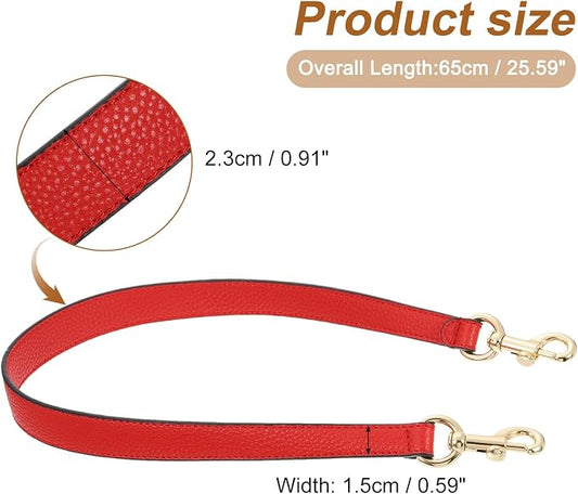 uxcell 25.59 Inch PU Leather Short Bag Strap with Clasp, Purse Handles Handbags Replacement Straps for Clutch Bag Underarm Bags, Red, Gold Buckle