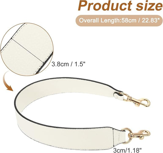 uxcell 22.83 Inch PU Leather Short Bag Strap with Clasp, Purse Handles Handbags Replacement Straps for Clutch Bag Crossbody Underarm Bags, Beige, Gold Buckle