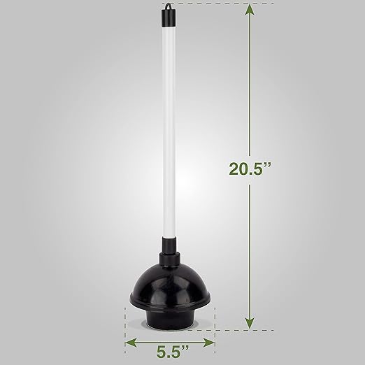 LDR 512 3310A Toliet Handle Double Thrust Rubber Force Cup Removes Clogs for Bathrooms, Kitchens, Baths, Showers, Powerful Commercial and Residential, Plastic Flange Plunger