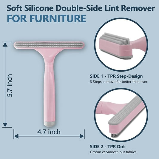 2 Pack Portable Pet Dogs Cats Hair Remover Lint Removal Shaver Tool Fur Scraper Carpet Rake for Couch Furniture Car Mats Fabric Sofa Clothes Bedding Pink