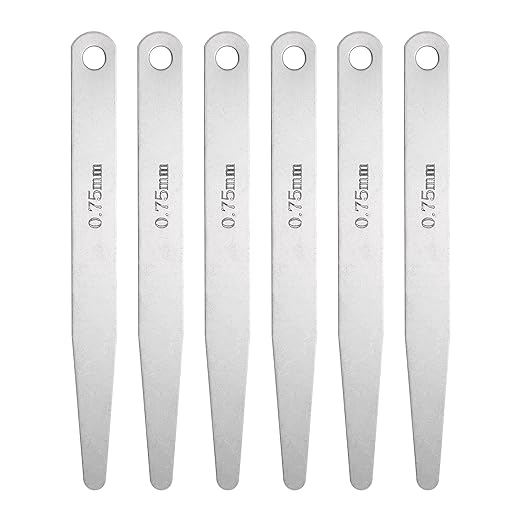 HARFINGTON 6pcs Metric Thickness Feeler Gauge 0.75mm Single Blade Oval Feeler Gauge 304 Stainless Steel Gap Measuring Tool for Repair Valve Guitar Spark Plug