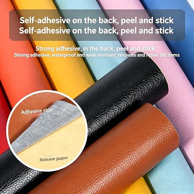 Cremsy Leather Repair Patch, Self Adhesive Leather Repair, Waterproof Vinyl Repair Patch, Cuttable Furniture Repair Tape for Couches, Sofa, Furniture, Car Seats, Bags, Jackets (White)